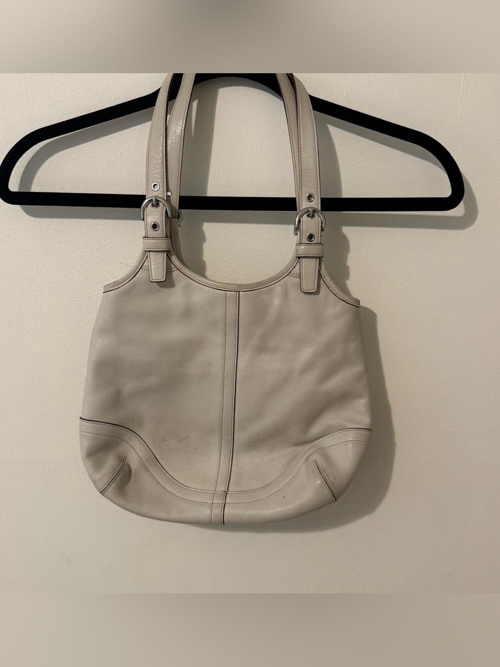 Vintage Y2k Coach cream Leather Shoulder Bag Soho Slim Shoulder Bag #4983